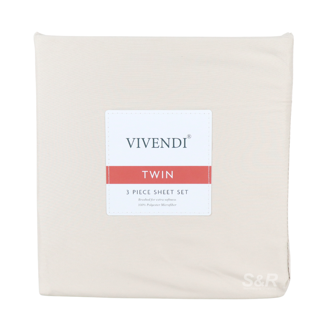 Vivendi 3-piece Ivory Sheet Set Twin Size